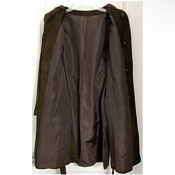 Vintage Dress Overcoat Suede Mink Collar 50's 60's Unbranded - Picture 3 of 6